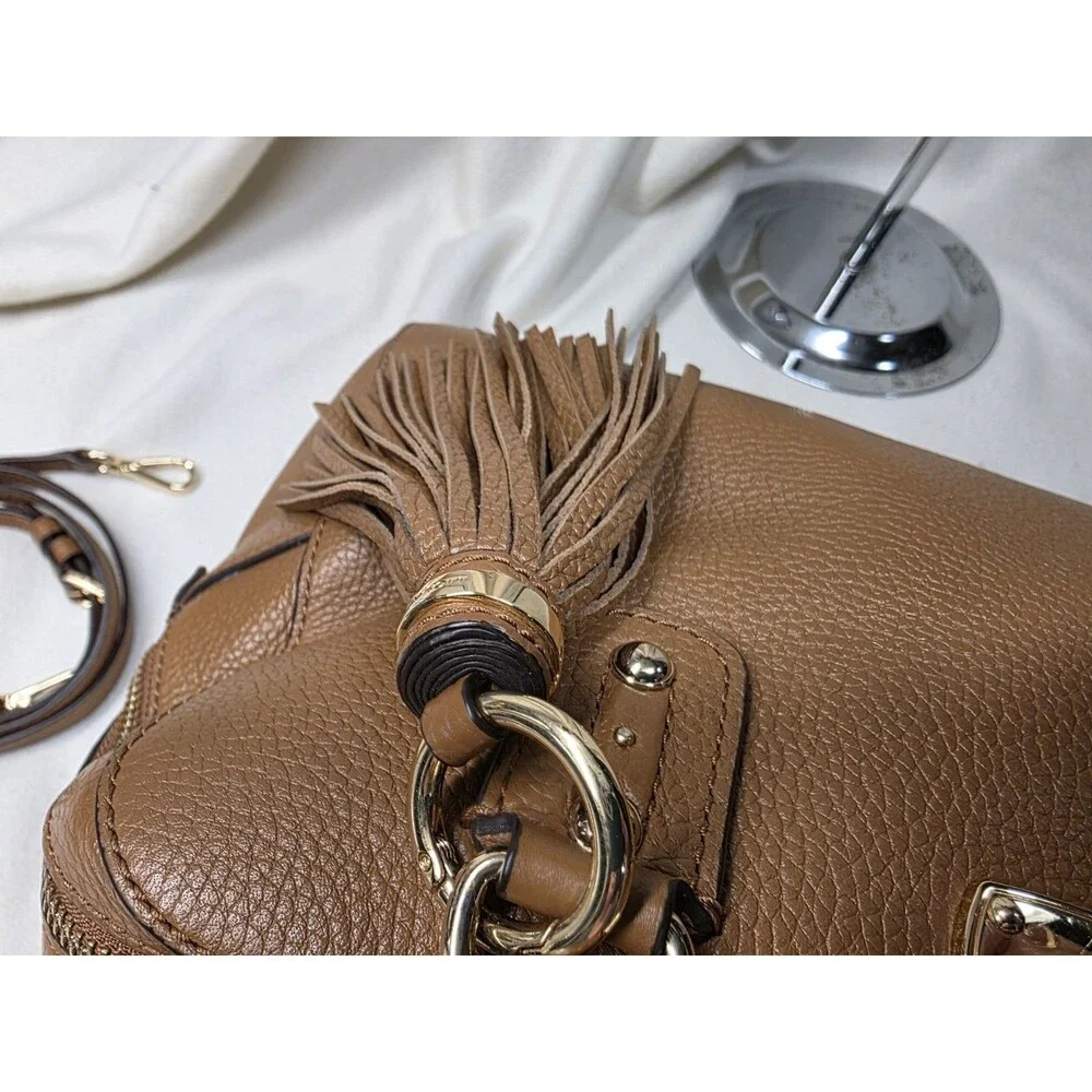 Michael Kors Cow Leather Medium Satchel Caramel/Tan Purse Hand Bag Crossbody